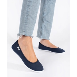 Marineblaue Damen-Ballerinas aus Stoff 2