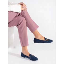 Marineblaue Ballerinas aus Wildleder mit Schnalle 1
