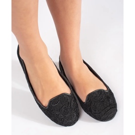 Goodin Schwarze Damenballerinas mit Spitze 1