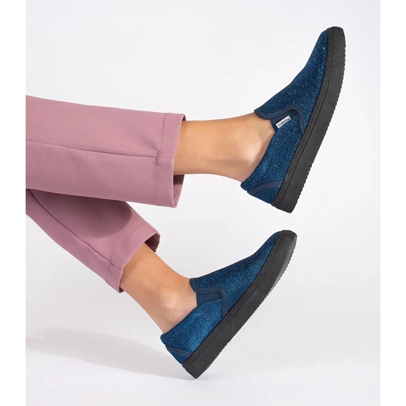 Blaue Slip-On-Sneaker mit Glitzer 1