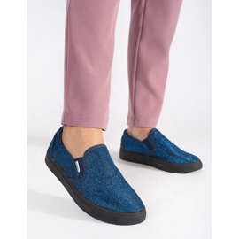 Blaue Slip-On-Sneaker mit Glitzer 2