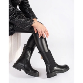 Seastar Schwarze Chelsea-Stiefel für Damen mit dekorativer Goldnadel 1