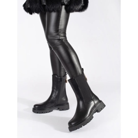Seastar Schwarze Chelsea-Stiefel für Damen mit dekorativer Goldnadel 2