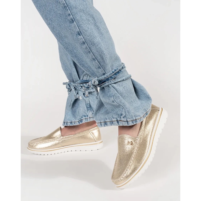 Goodin Goldene Metallic -Slipper aus natürlichen Leder 1