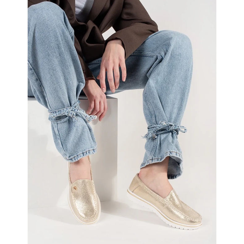 Goodin Goldene Metallic -Slipper aus natürlichen Leder 2
