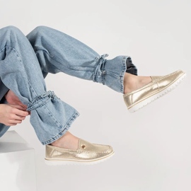 Goodin Goldene Metallic -Slipper aus natürlichen Leder 4
