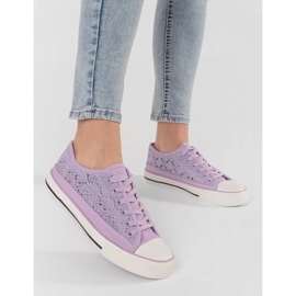 Violett Openwork Brasing Sneakers lila 1