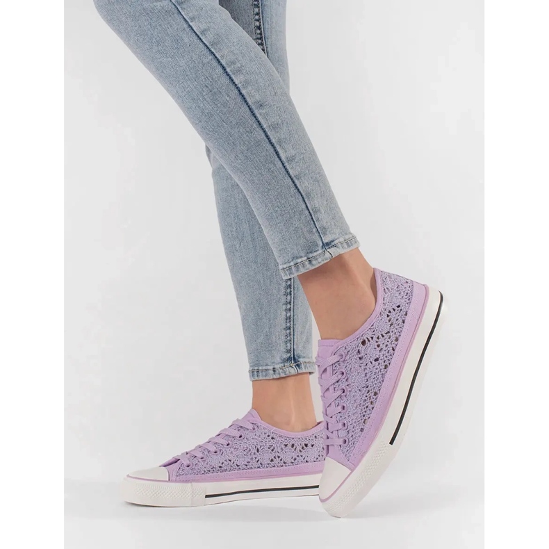 Violett Openwork Brasing Sneakers lila 2