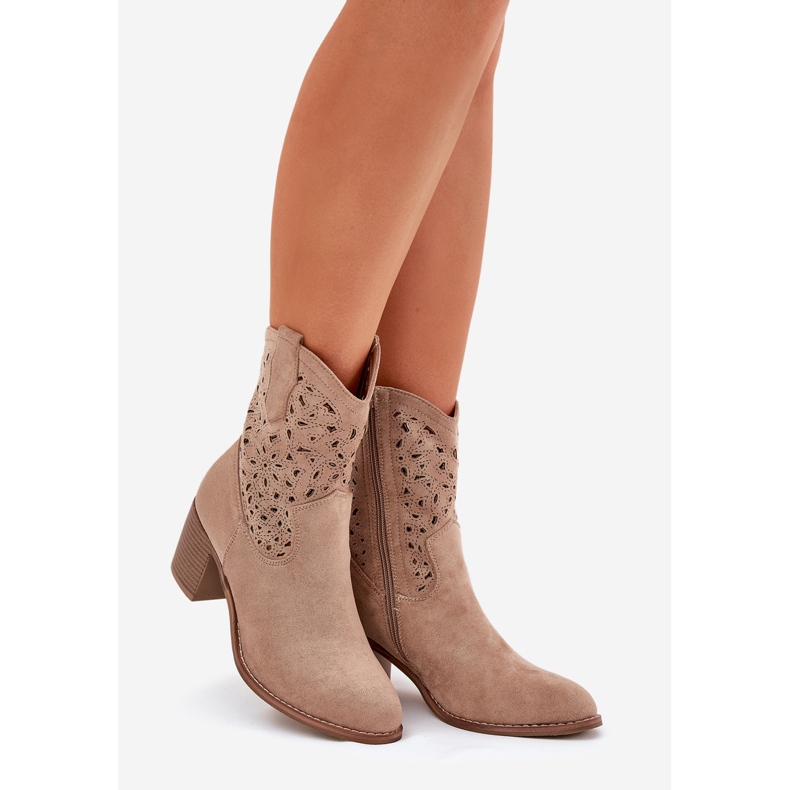 Openwork Boots Damen High Heels S.Barski Hy51-125 Beige 1