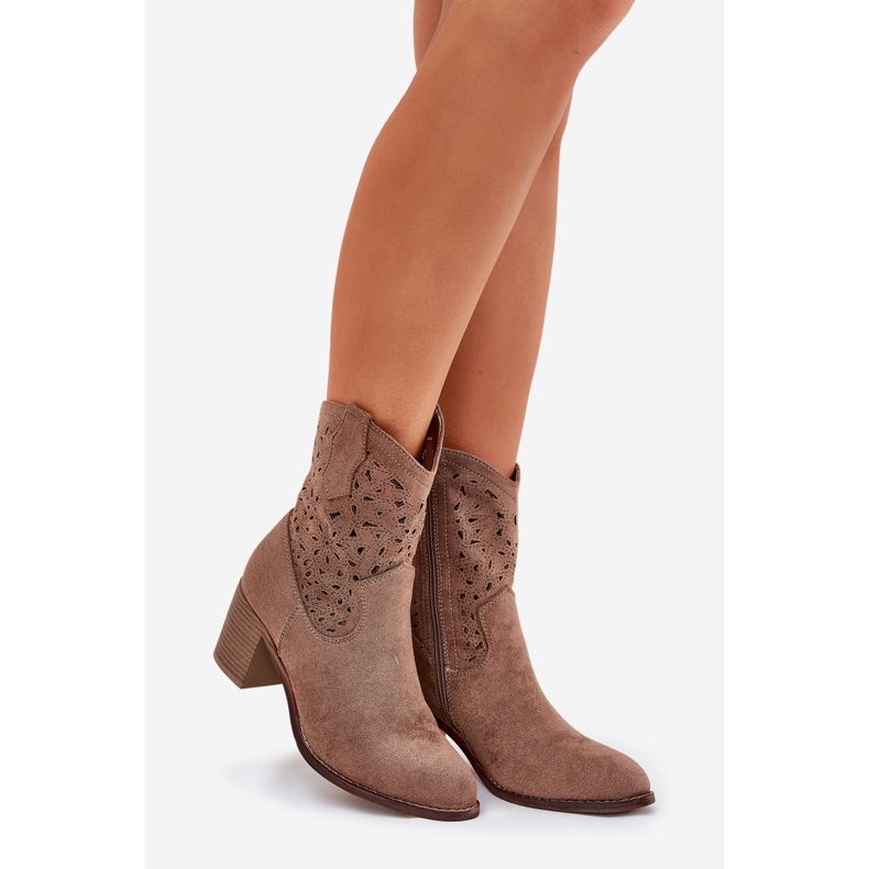 Openwork Boots Damen High Heels S.Barski Hy51-125 Brown braun 1