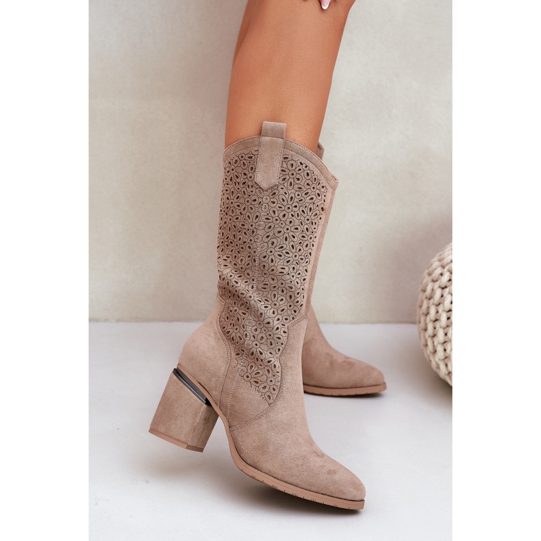 S.Barski Openwork-Stiefel Halbkalte Cowboy S. Barski Hy51-238 Beige 2