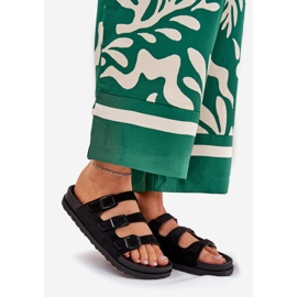 Damenschuhe mit Streifen und Schnallen schwarz 1