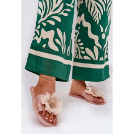 Transparente Flip -Flip -Flops für Frauen mit künstlicher nackter Blume beige 2