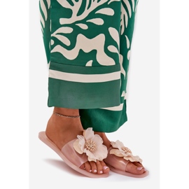 Transparente Flip -Flip -Flops für Frauen mit künstlicher nackter Blume beige 1