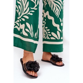 Transparente Flip -Flip -Flops für Frauen mit künstlicher Blume schwarz 2