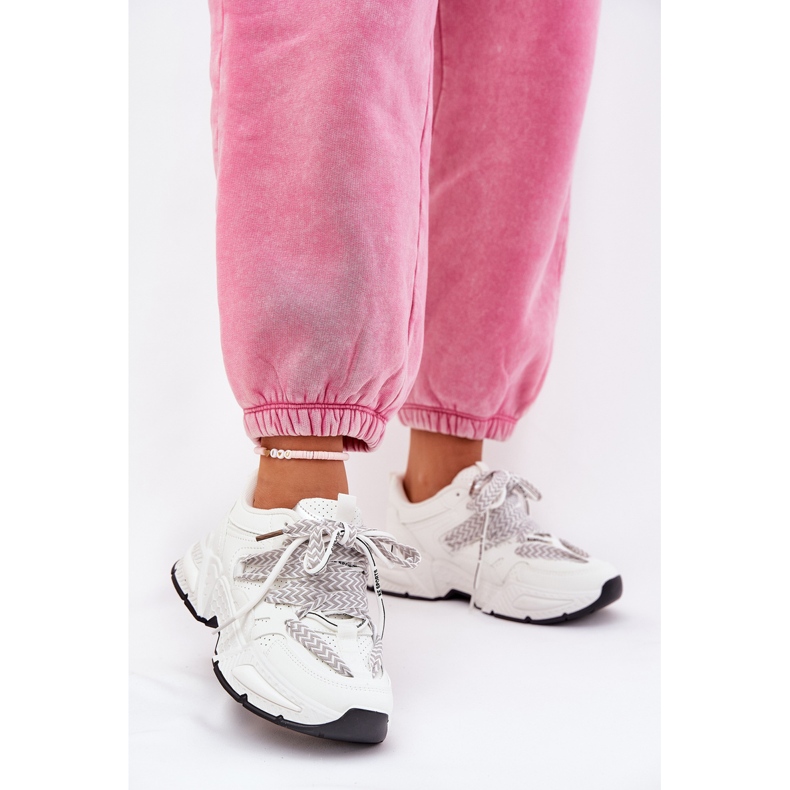 Sneakers Damen -Sportschuhe mit doppelter Schnürung Weiß 2