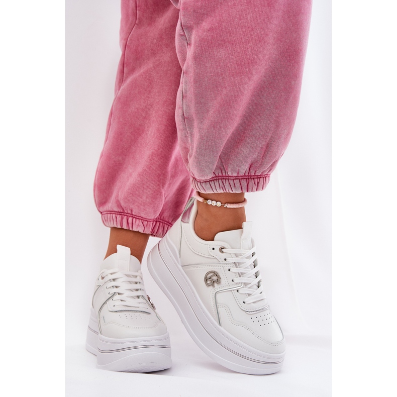 Damen-Plateau-Sportschuhe Weiß 2