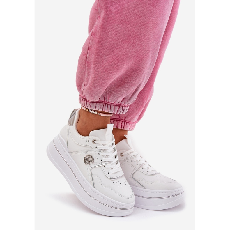 Damen-Plateau-Sportschuhe Weiß 1