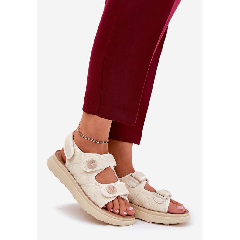 Frauensandalen mit dekorativen Details für Beige 1