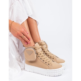 Goodin Sneakers auf der Plattform mit Tasche beige 2