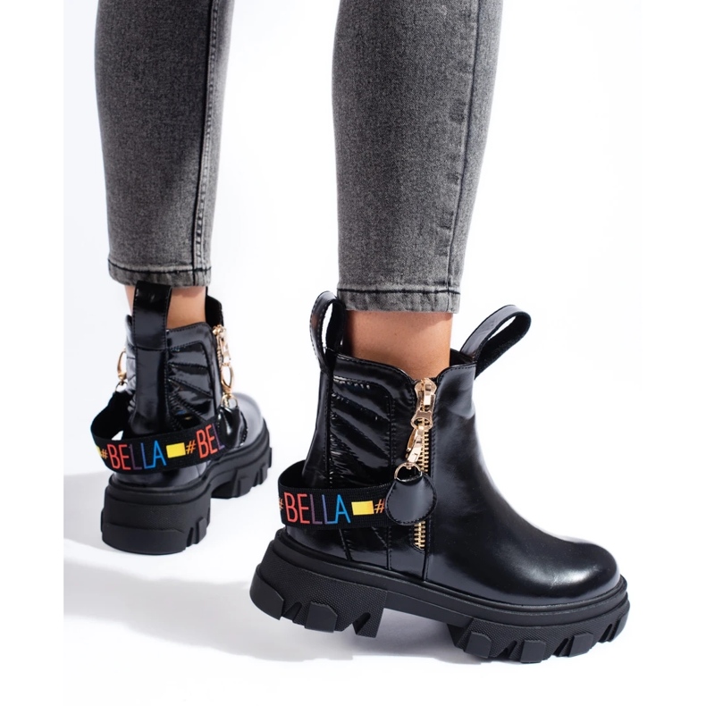 Plateau-Stiefeletten für Damen schwarz 1