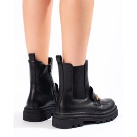 Schwarze Damen-Chelsea-Stiefel auf der Plattform 3