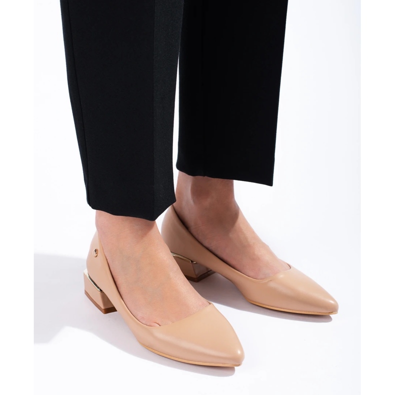 Beige Ballerinas mit niedrigem Absatz für Damen von Vinceza 2