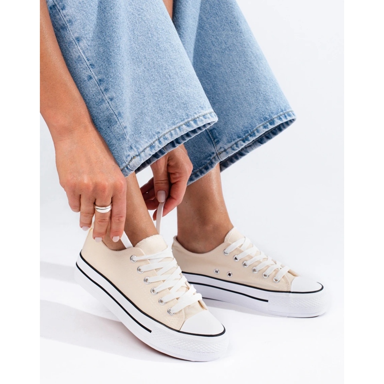 Beigefarbene Shelovet-Sneaker für Damen 1