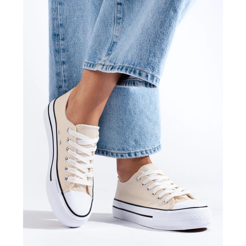 Beigefarbene Shelovet-Sneaker für Damen 2