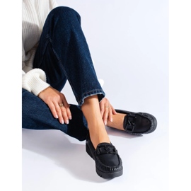 Goodin Schwarze Mokassins aus ökologischem Leder 2