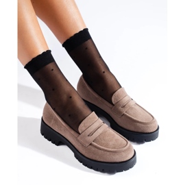 Beigefarbene Wildleder-Loafer mit dicker Shelovet-Sohle 2