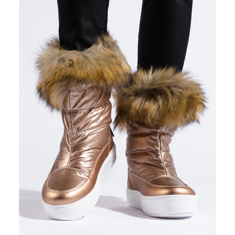 Rosa Schneestiefel für Damen von Shelovet mit Fell 1