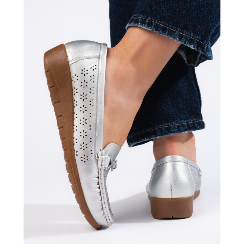 Silberne Damenmokassins silber- 2