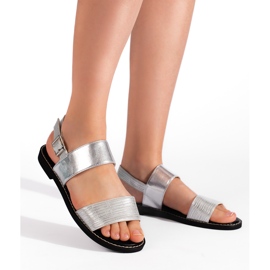 Flache Damensandalen in Silber silber- 2