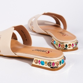 Flache Pantoletten für Damen in Beige 2