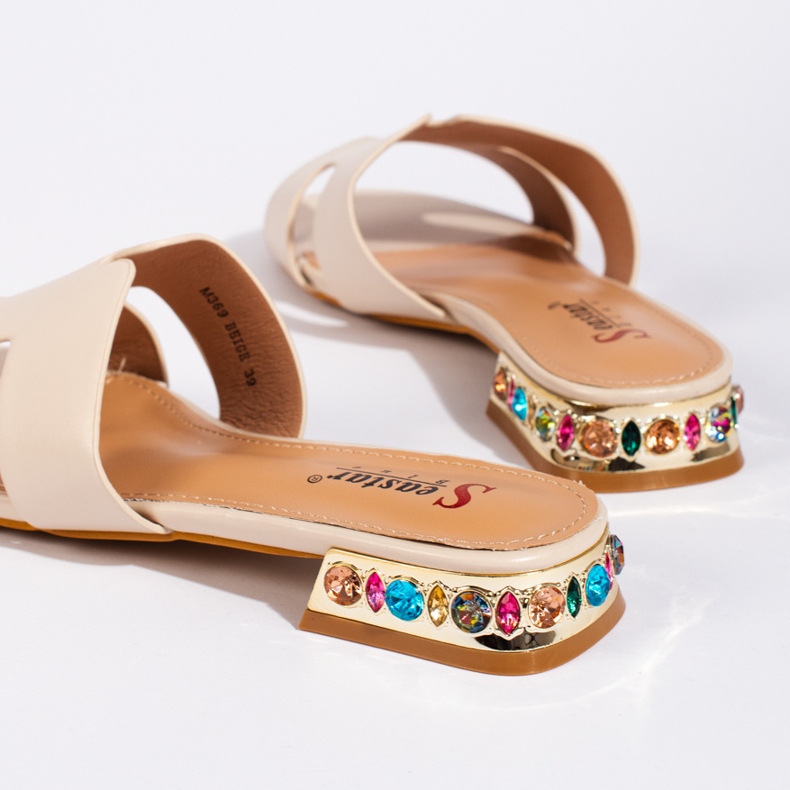 Flache Pantoletten für Damen in Beige 2