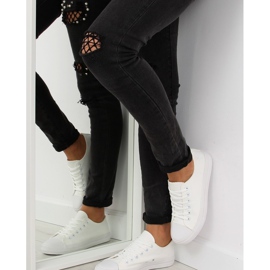 Weiße einfarbige Damensneaker 1