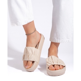 Hellbeige, gerüschte Damen-Flip-Flops 2