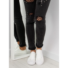 Weiße einfarbige Damensneaker 2