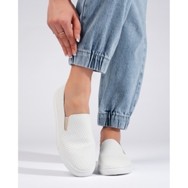 Weiße, durchbrochene Damen-Sneaker beige 2