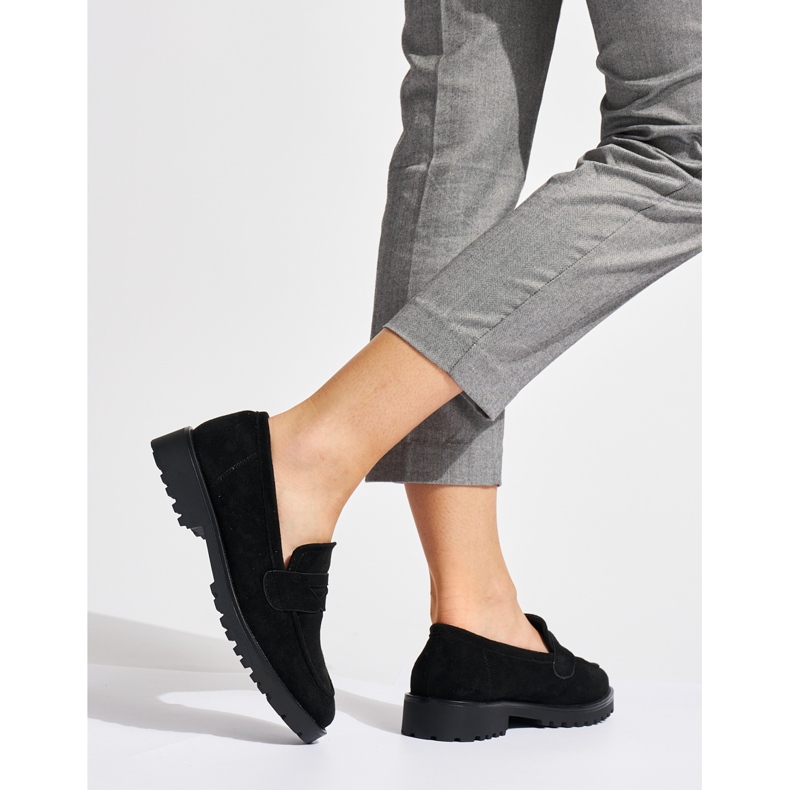 Schwarze Wildleder-Loafer für Damen 2