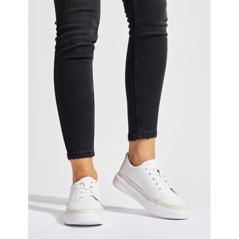 Durchbrochene weiße Ledersneaker von Sergio Leone 1