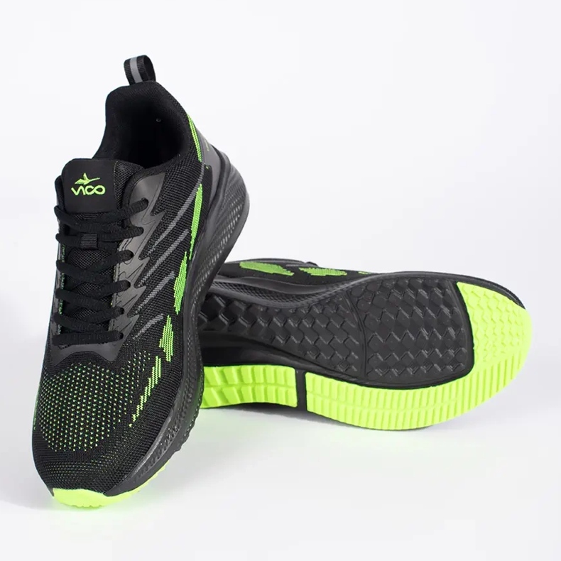 Vico Schwarze und grüne Mesh-Sneaker für Herren 2