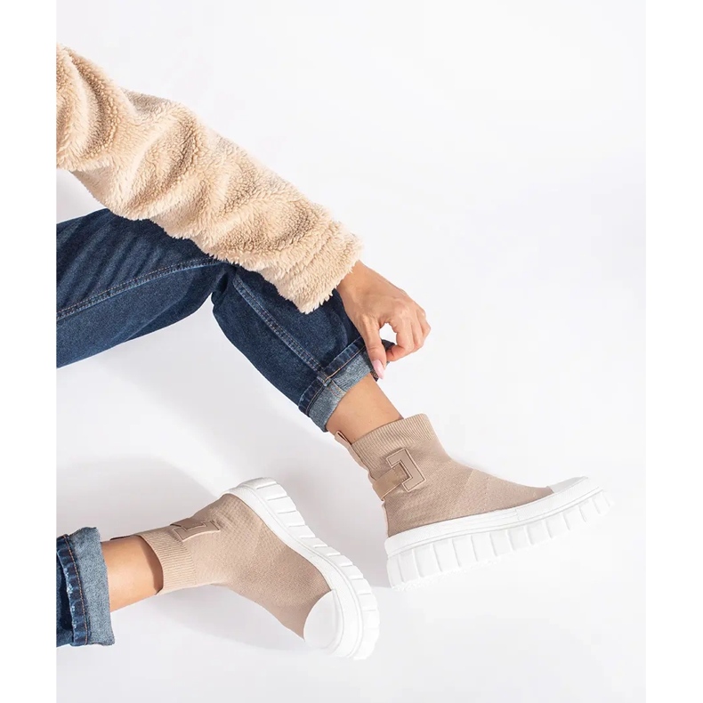 Seastar Beigefarbene Sneaker mit hohem Plateau 2