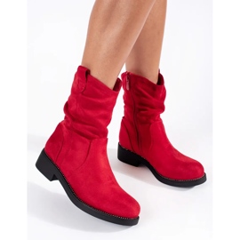 Damen-Cowboystiefel aus rotem Wildleder 2