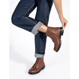 Braune Damen-Schnürstiefeletten aus Leder von Sergio Leone 2