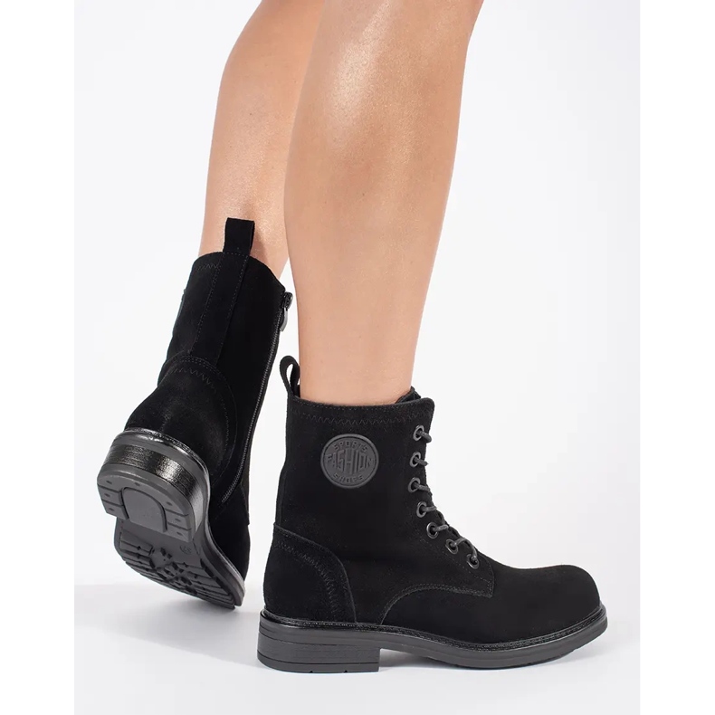 Schwarze Damen-Baggies aus natürlichem Nubukleder von Sergio Leone 2