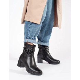 Schwarze Damen-Stiefeletten aus Leder mit gerüschtem Obermaterial von Sergio Leone 1