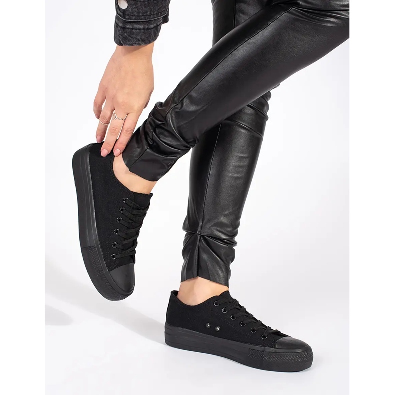 Seastar Schwarze klassische Damen-Schnürsneaker mit Plateau 1
