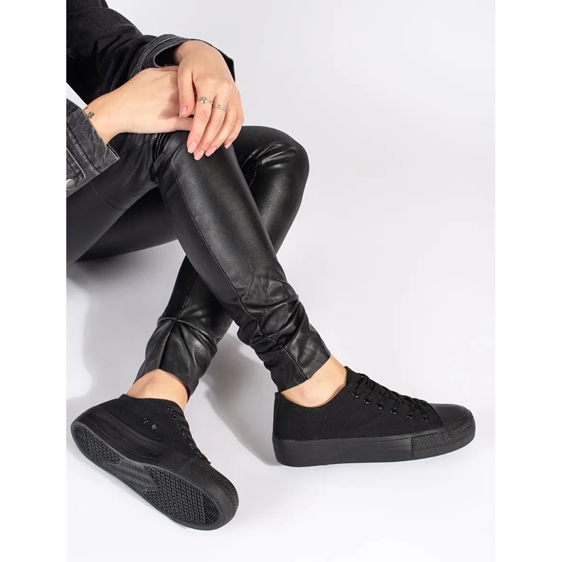 Seastar Schwarze klassische Damen-Schnürsneaker mit Plateau 2